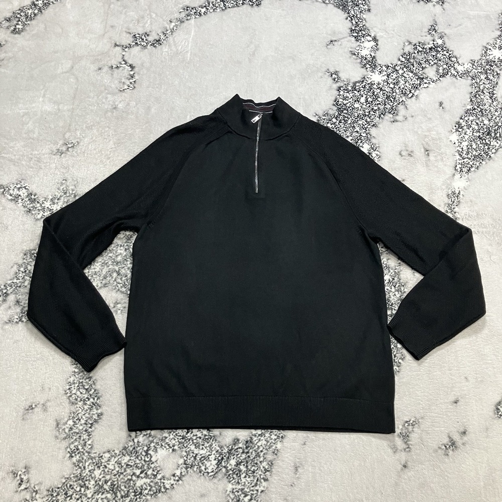 Ted Baker London 1/4 Zip Sweater Black Mens Size 3 Medium Modern Minimalist